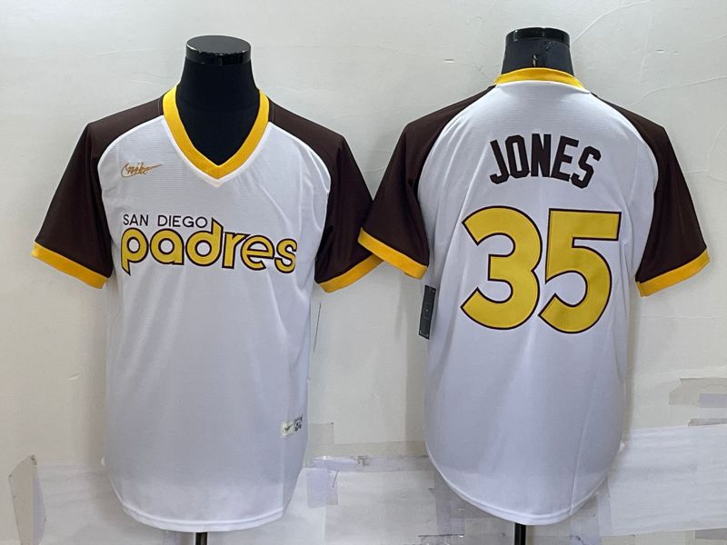 Men San Diego Padres #35 Jones White Throwback Nike 2022 MLB Jerseys